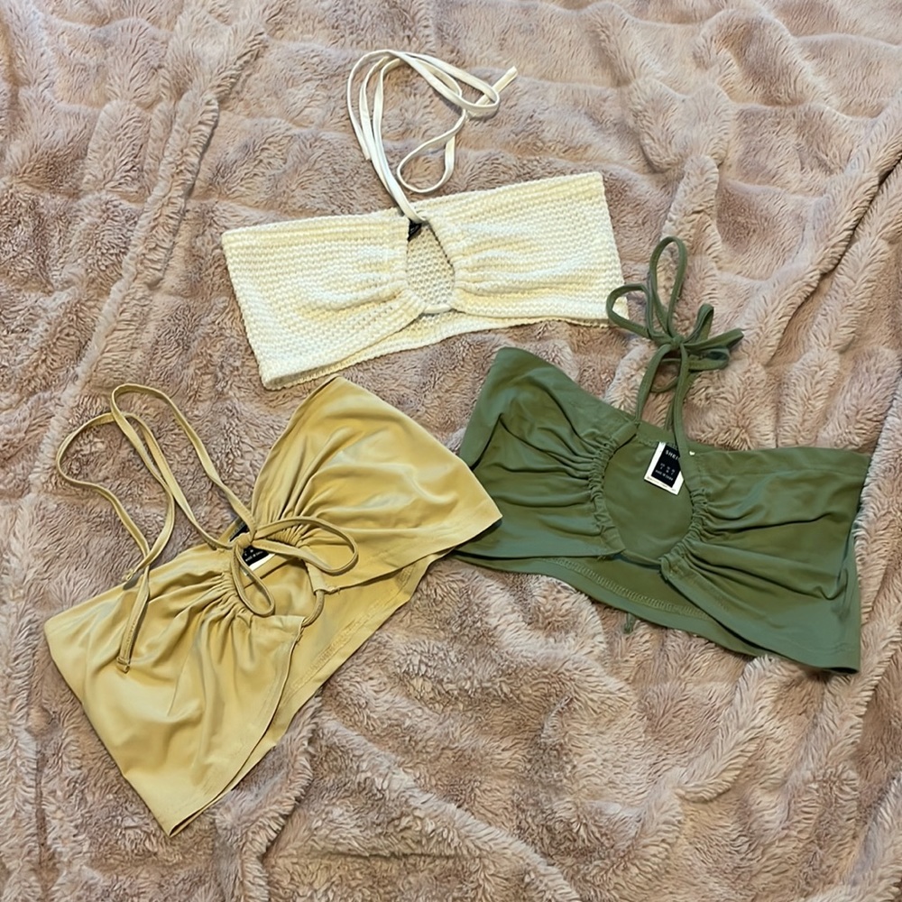 3/$15 Shein Criss Cross Tie Halter Tops